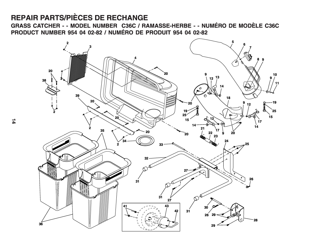 Husqvarna C36C manual Repair Parts/Pièces De Rechange 