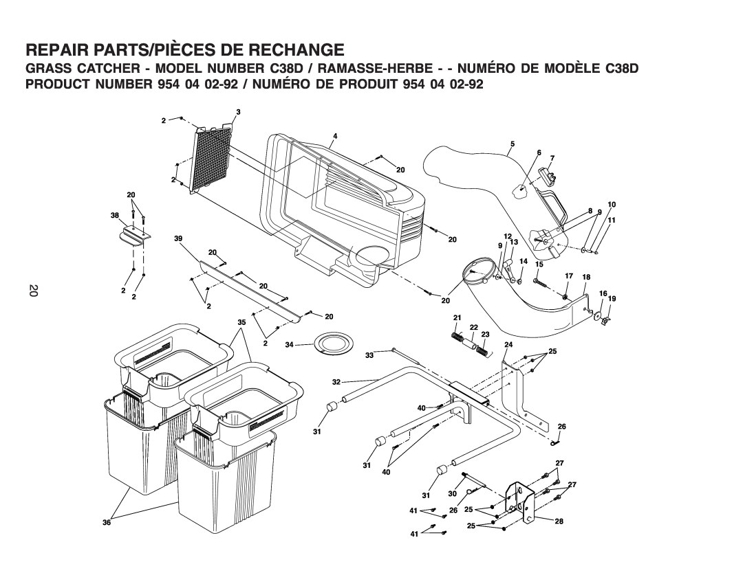 Husqvarna C38D manual Repair Parts/Pièces De Rechange 