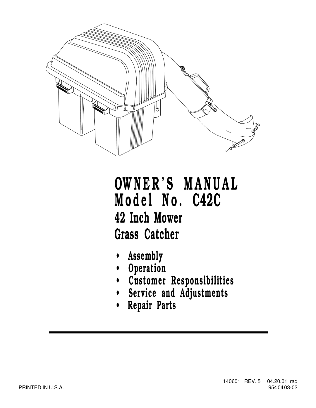 Husqvarna owner manual Model No. C42C 