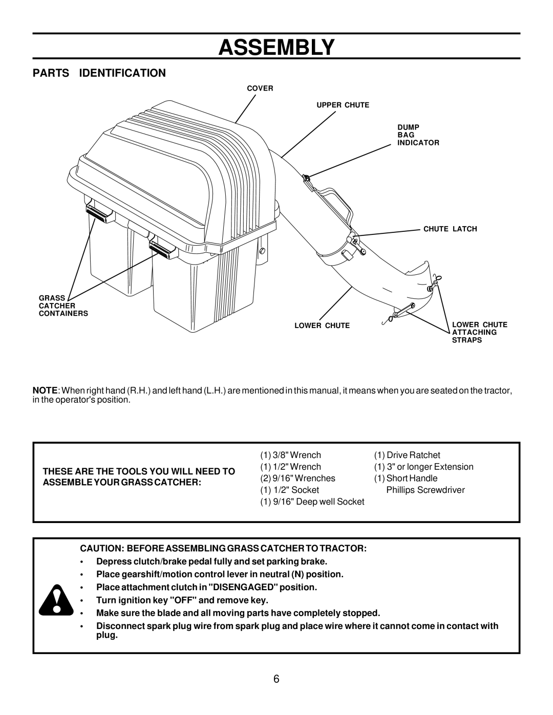 Husqvarna C42C owner manual Assembly, Parts Identification 