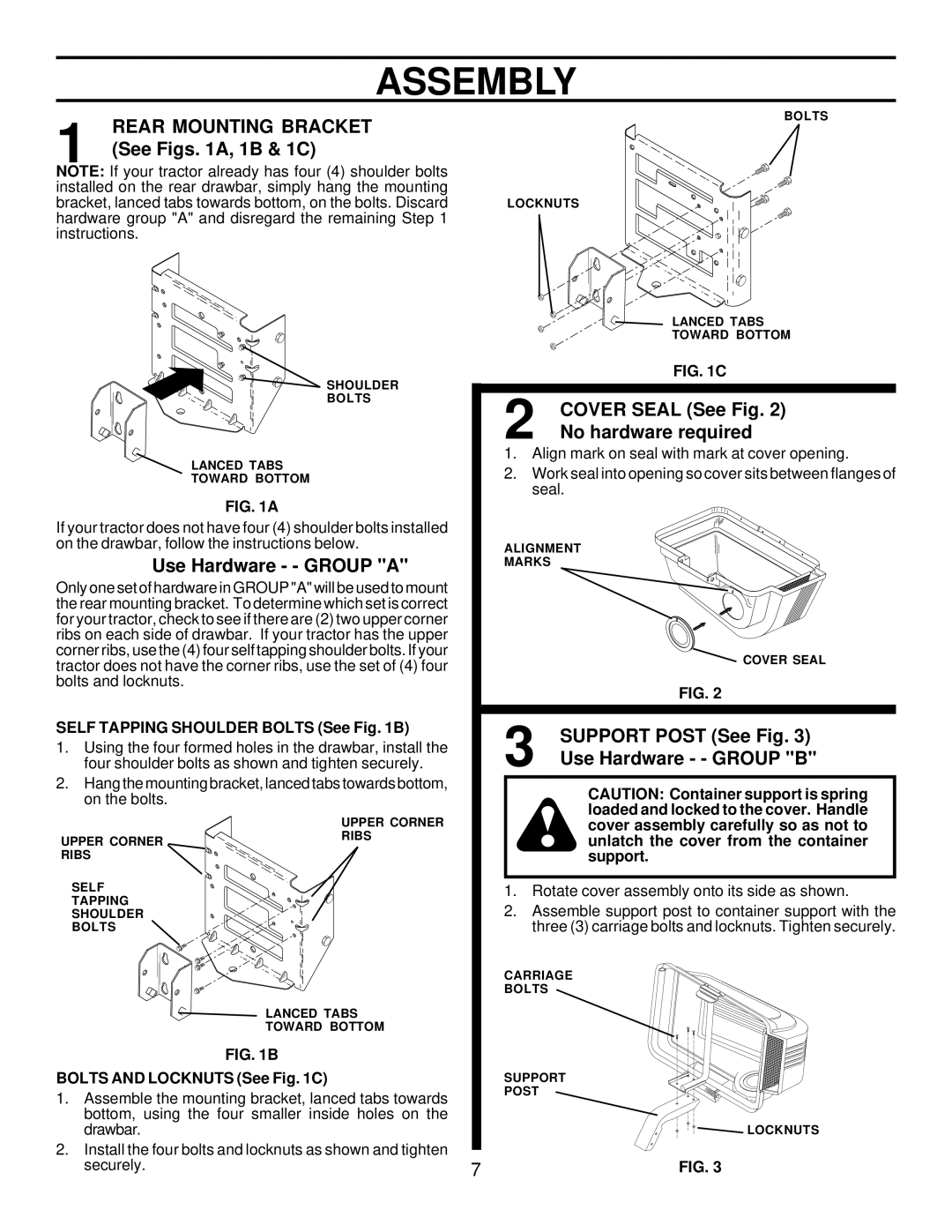 Husqvarna C42C owner manual Rear Mounting Bracket 