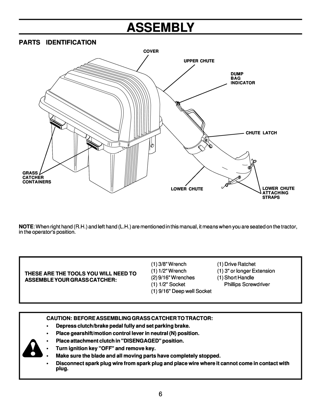Husqvarna C42C owner manual Assembly, Parts Identification 