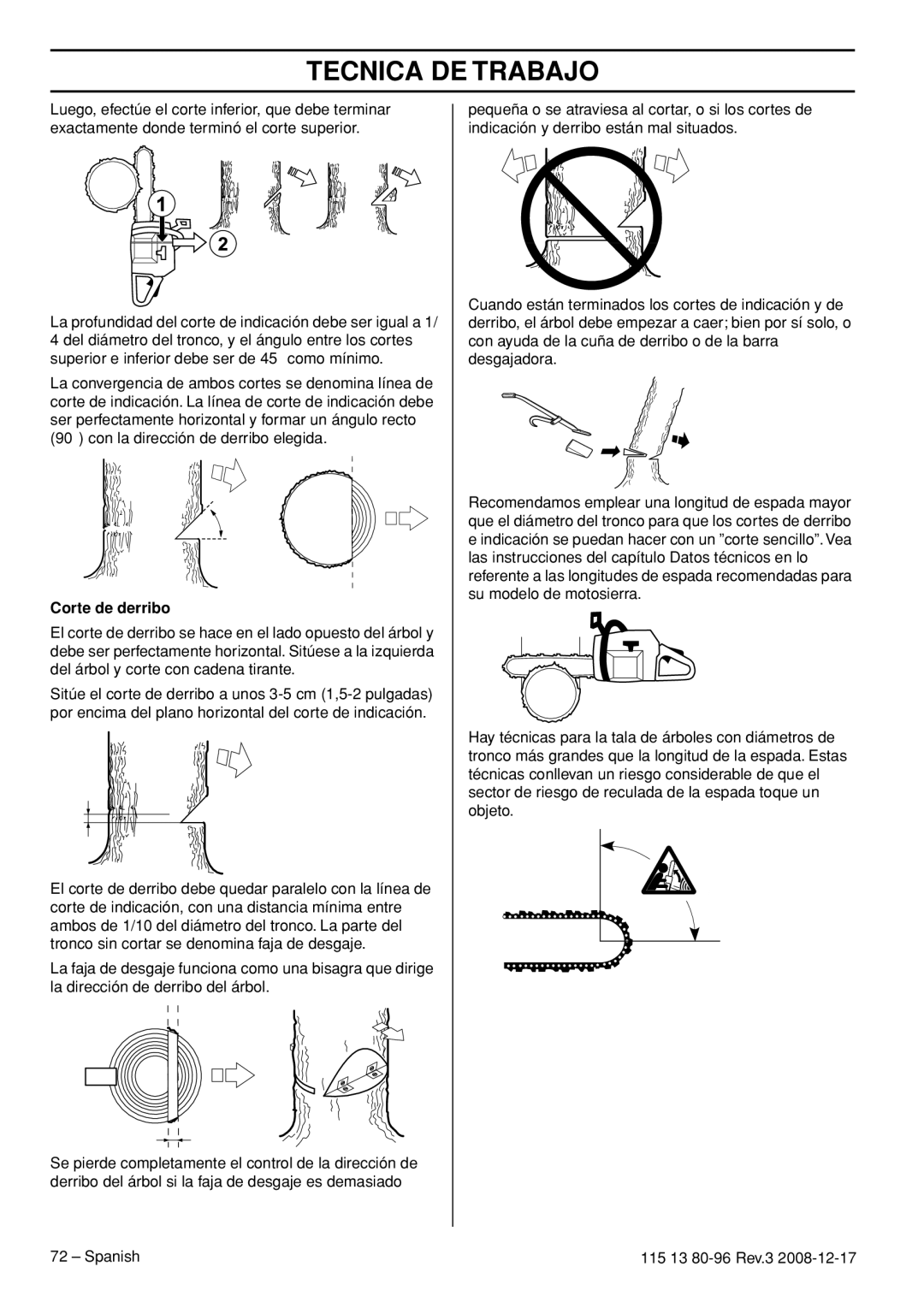 Husqvarna CARB III manual Corte de derribo 