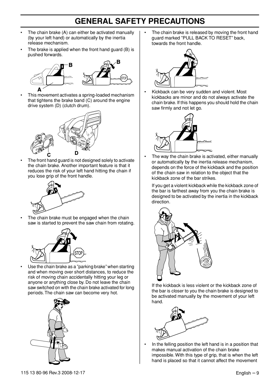 Husqvarna CARB III manual General Safety Precautions 