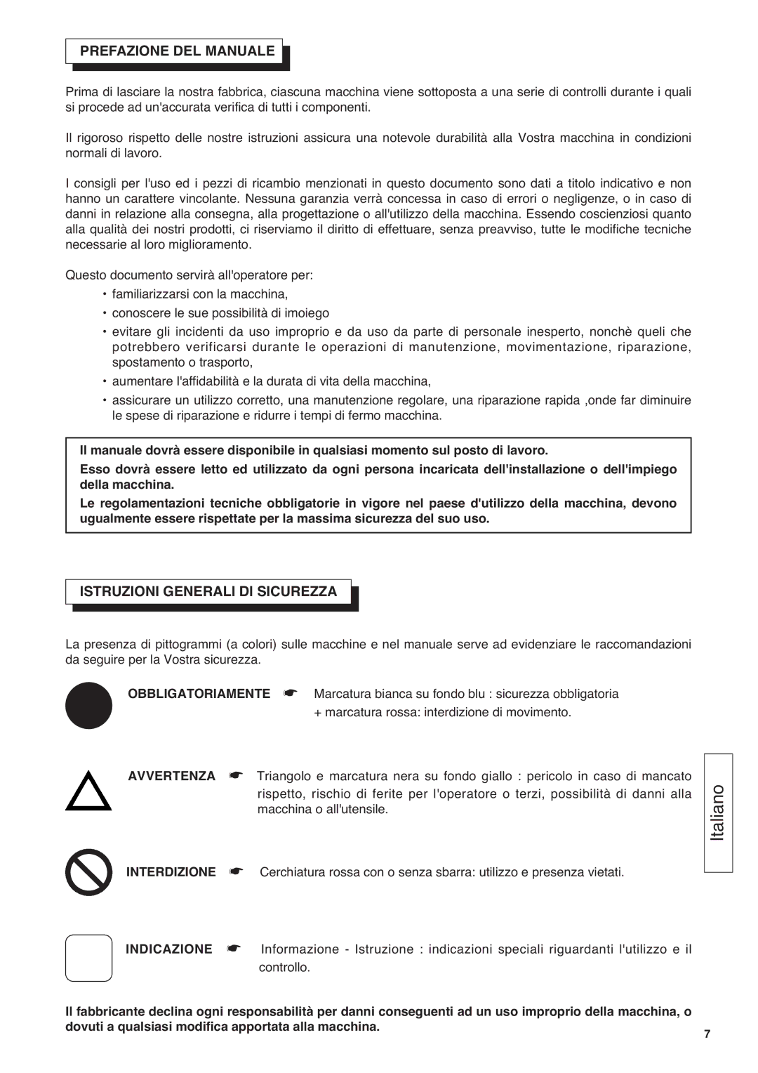 Husqvarna CG 200 S Prefazione DEL Manuale, Istruzioni Generali DI Sicurezza, + marcatura rossa interdizione di movimento 