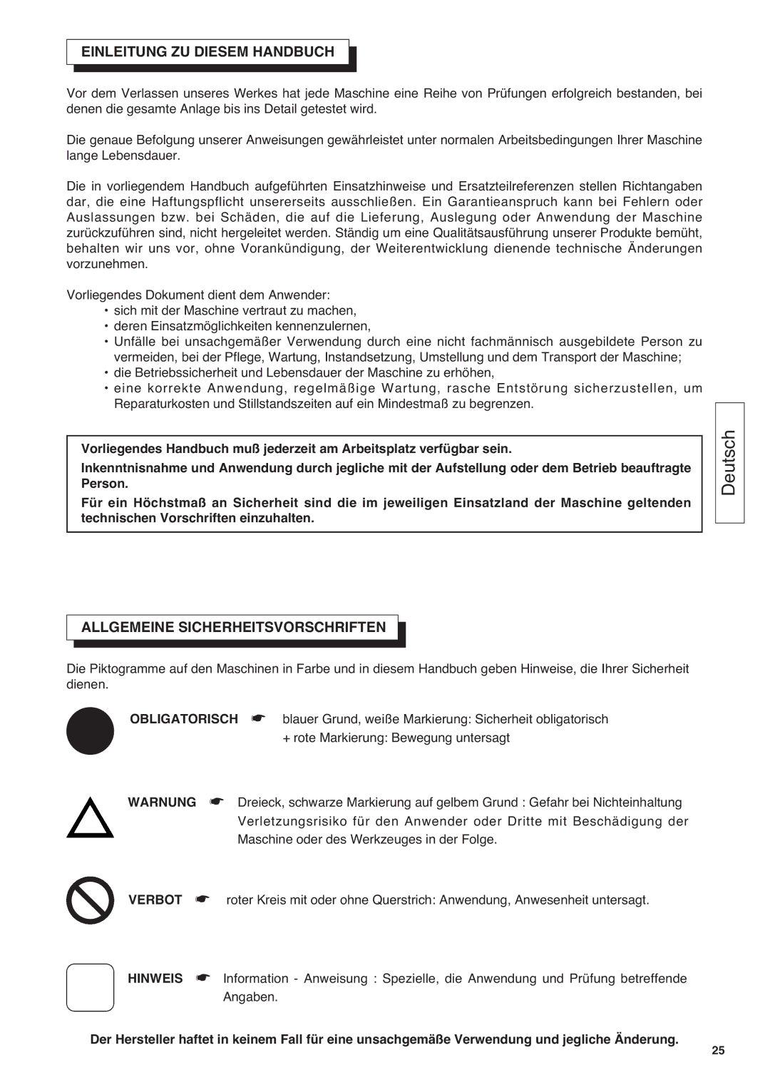 Husqvarna CG 200 S Einleitung ZU Diesem Handbuch, Allgemeine Sicherheitsvorschriften, + rote Markierung Bewegung untersagt 