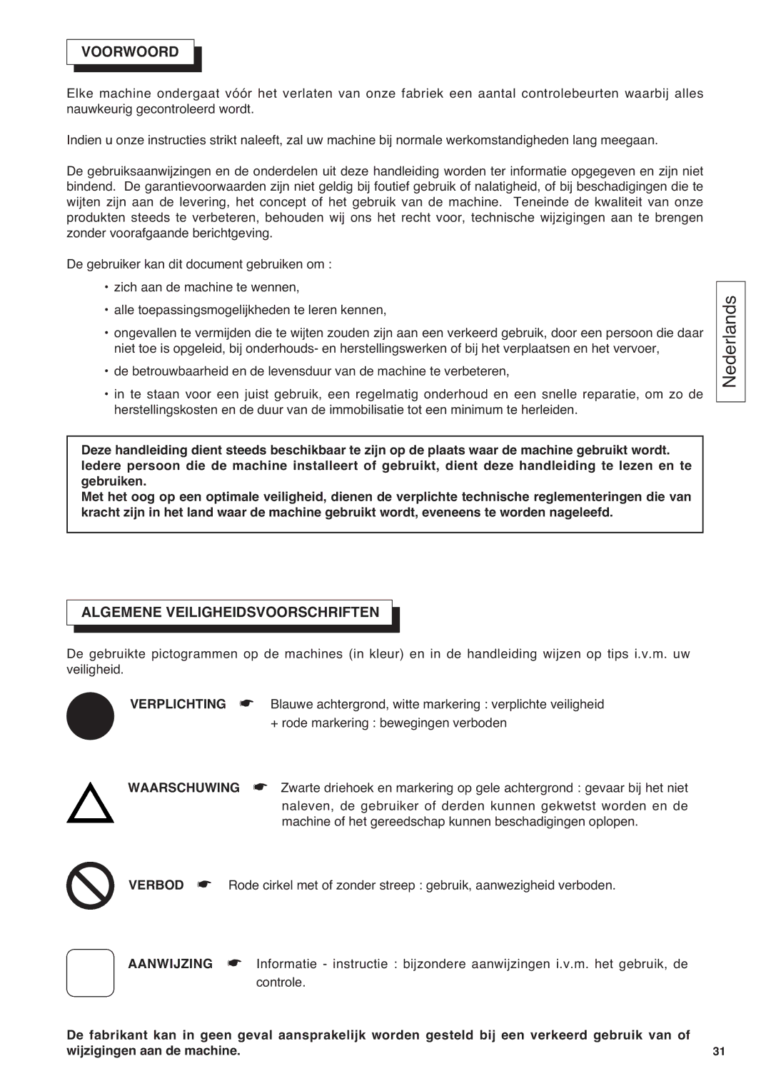 Husqvarna CG 200 S manuel dutilisation Voorwoord, Algemene Veiligheidsvoorschriften, + rode markering bewegingen verboden 