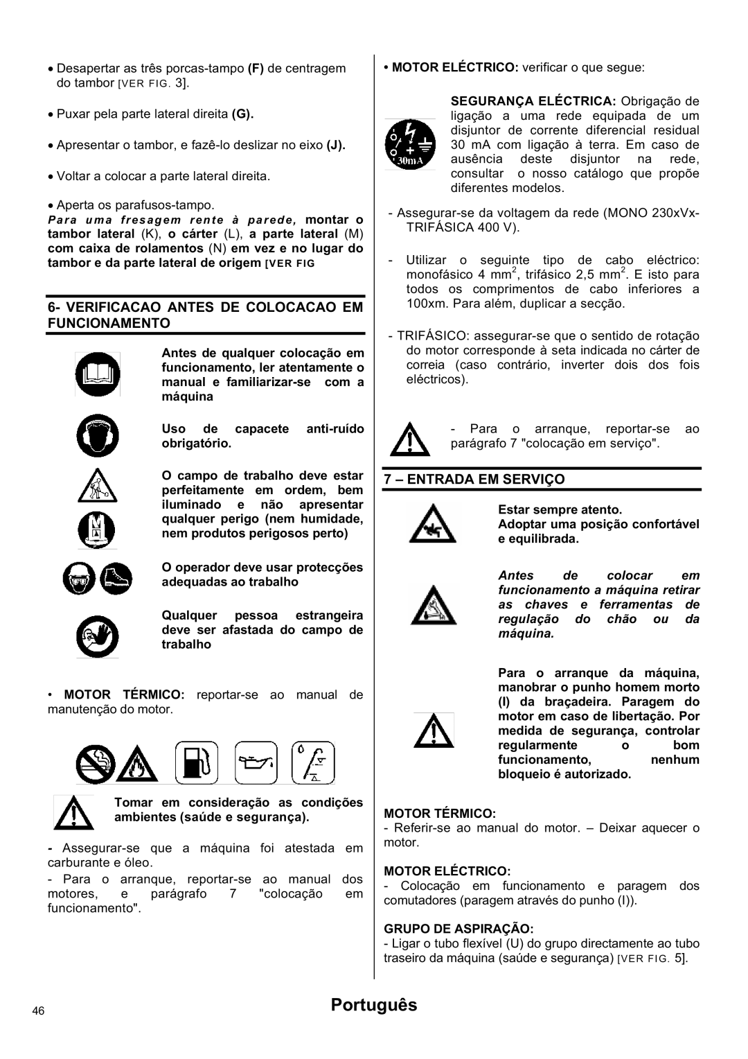 Husqvarna CG 200 S manuel dutilisation Verificacao Antes DE Colocacao EM Funcionamento 