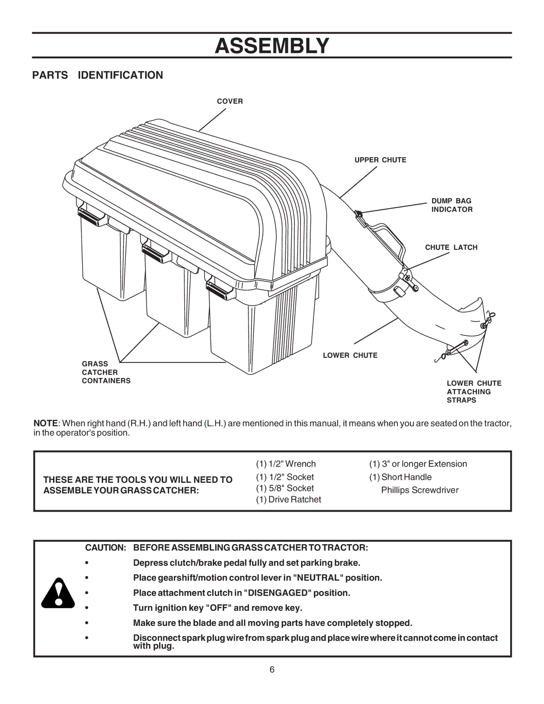 Husqvarna CG46A Assembly, Parts Identification, These are the Tools YOU will Need to, Assemble Your Grass Catcher 