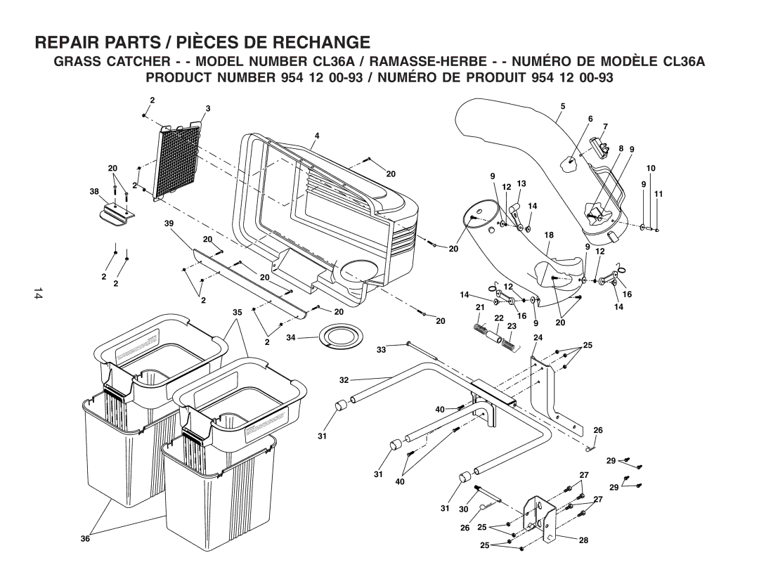 Husqvarna CL36A manual Repair Parts / Pièces DE Rechange 