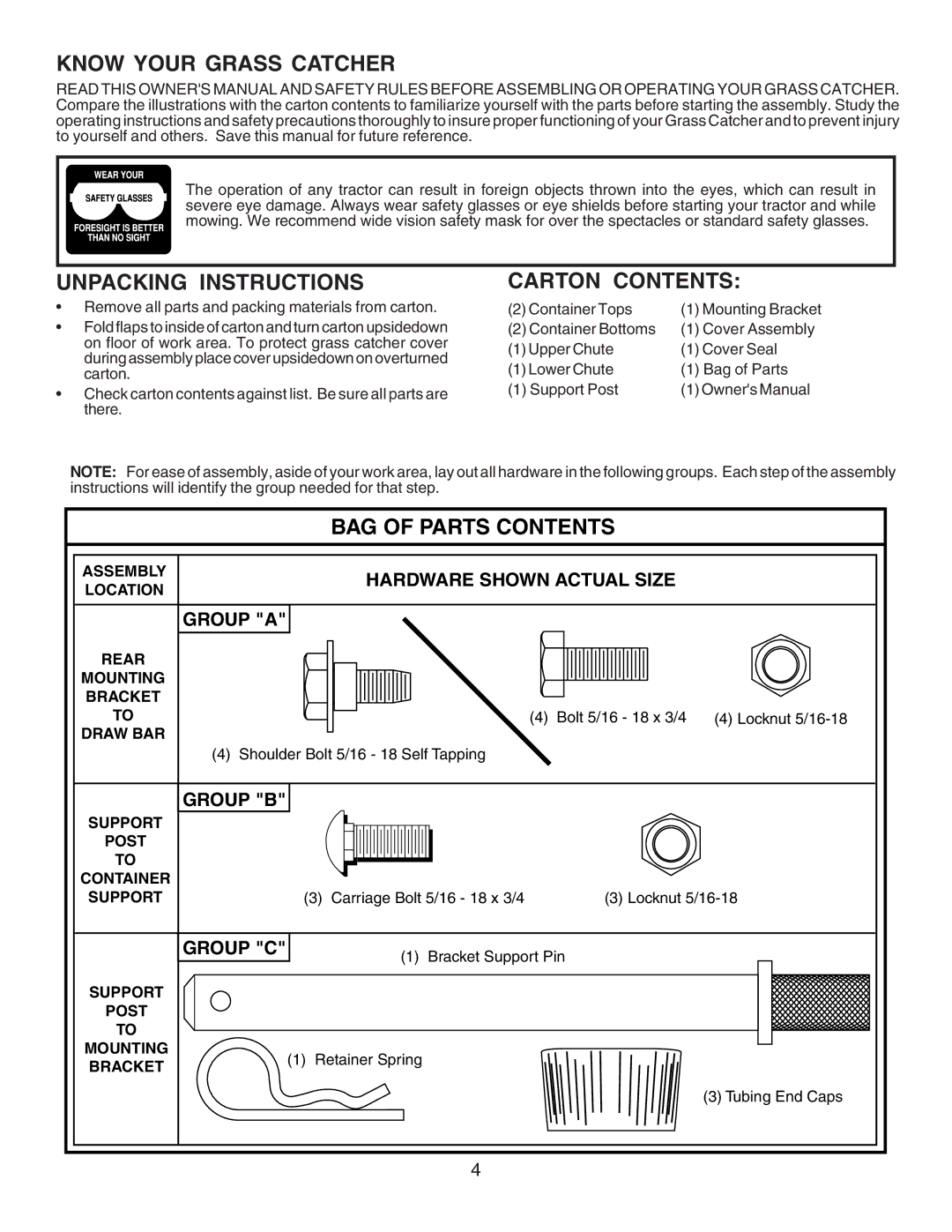 Husqvarna CL36A manual Know Your Grass Catcher 