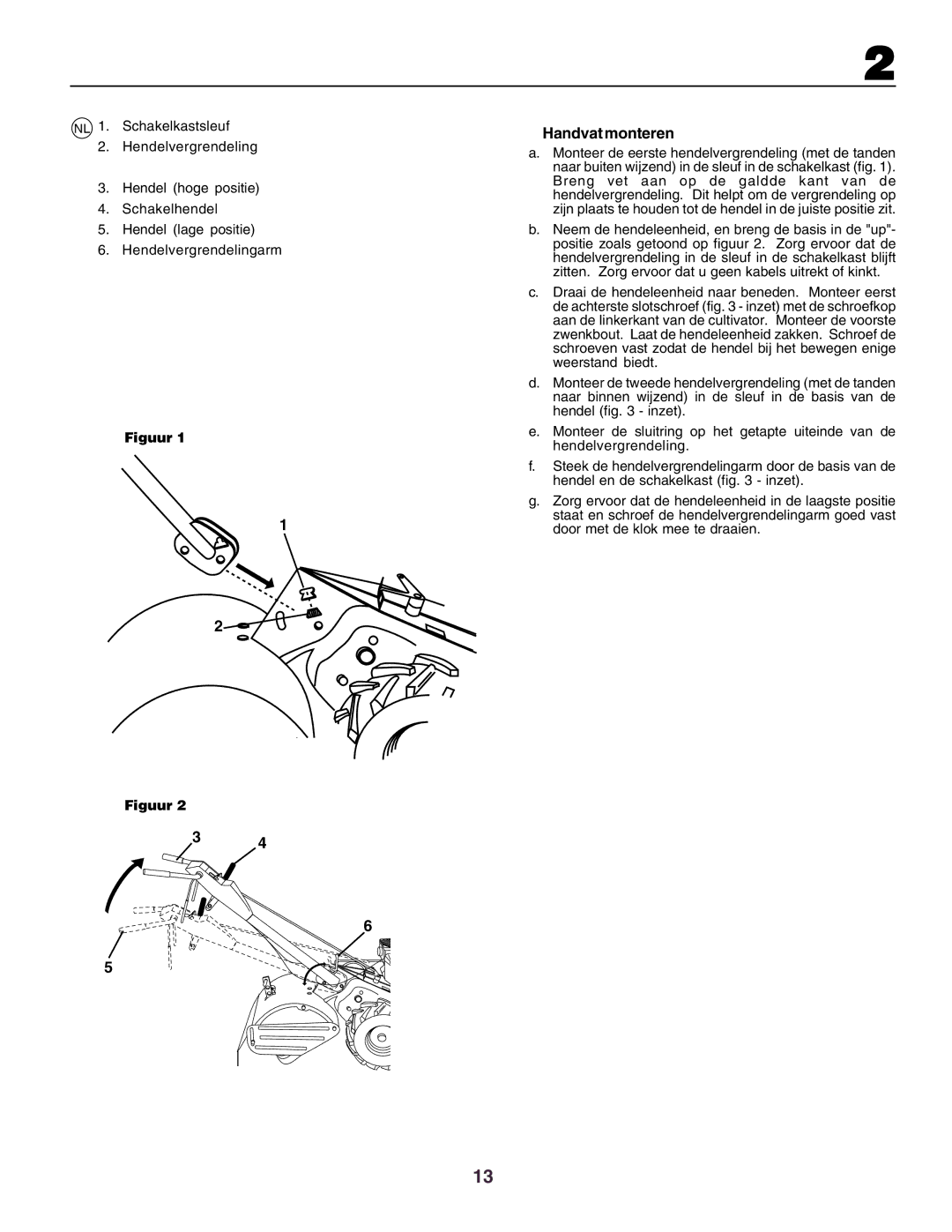 Husqvarna crt51 instruction manual Handvat monteren, Figuur 