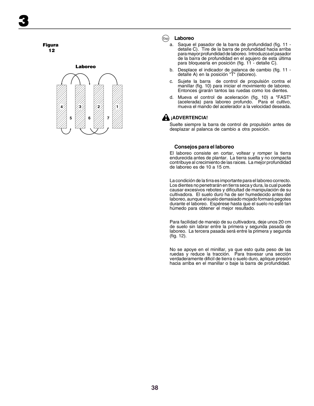 Husqvarna crt51 instruction manual Esp Laboreo, Consejos para el laboreo 