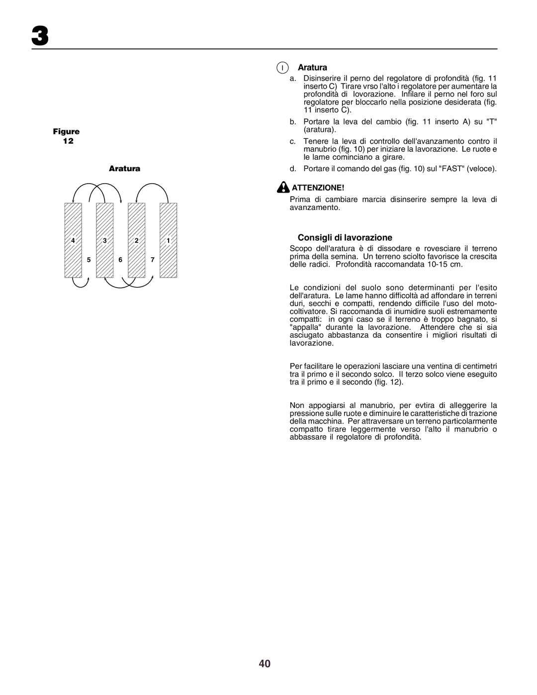 Husqvarna crt51 instruction manual Aratura, Consigli di lavorazione 