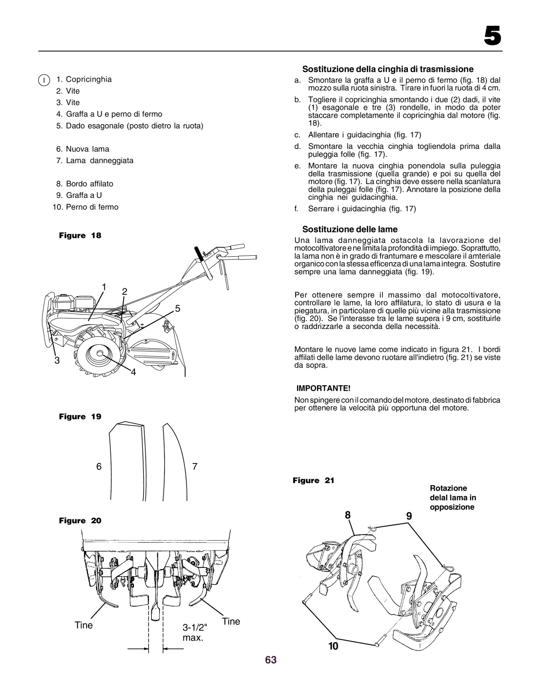 Husqvarna crt51 Sostituzione della cinghia di trasmissione, Sostituzione delle lame, Rotazione delal lama in opposizione 