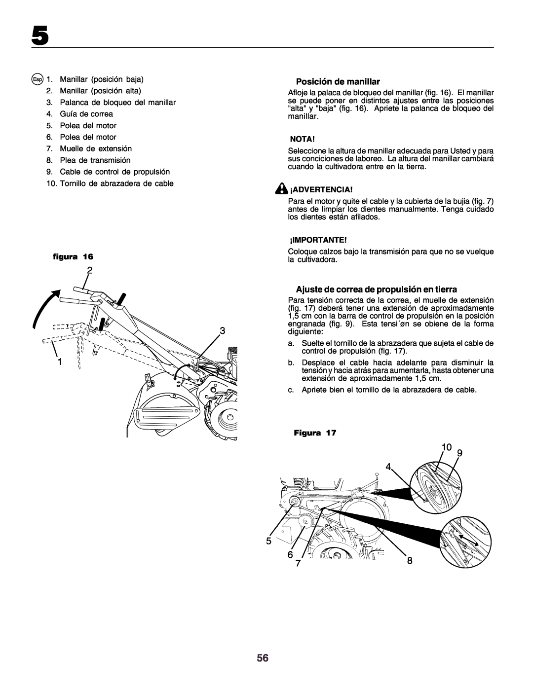 Husqvarna crt51 instruction manual 10 4 5, figura, Nota, ¡Advertencia, ¡Importante, Figura 