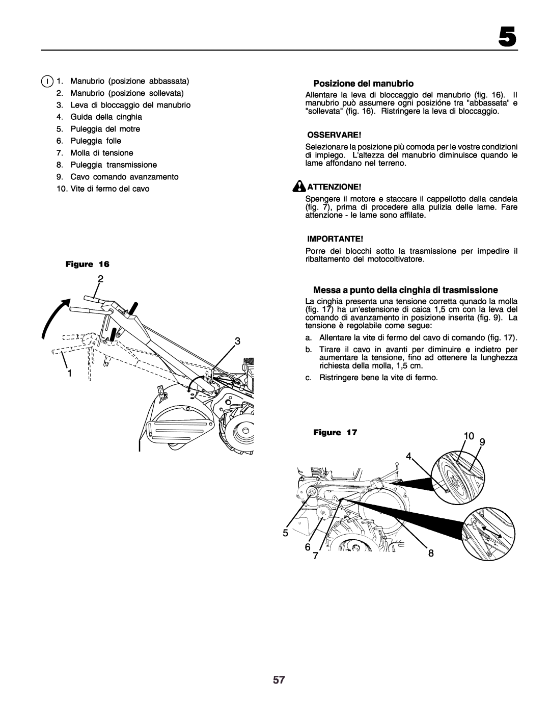 Husqvarna crt51 instruction manual Figure, Osservare, Attenzione, Importante 