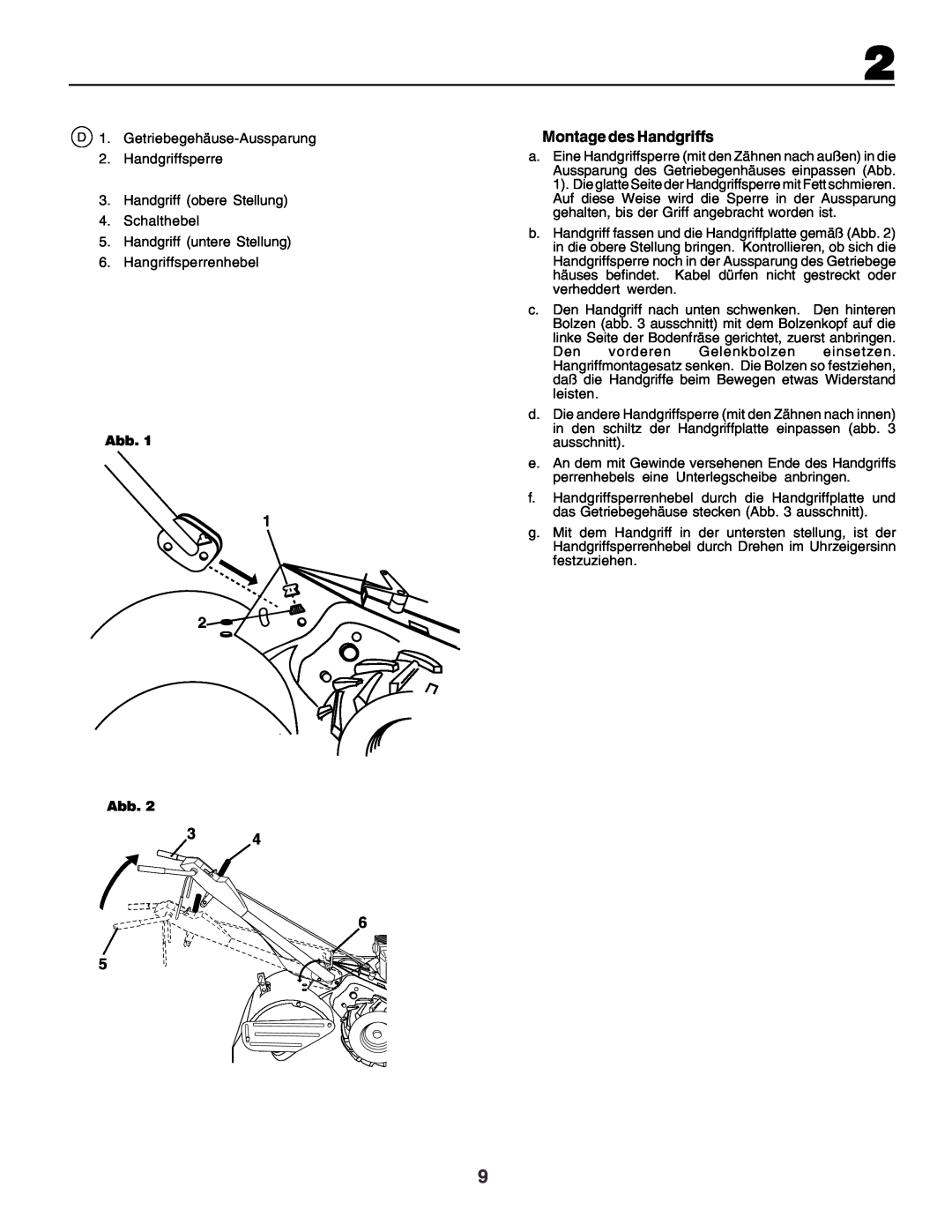 Husqvarna crt51 instruction manual Montage des Handgriffs, Abb 