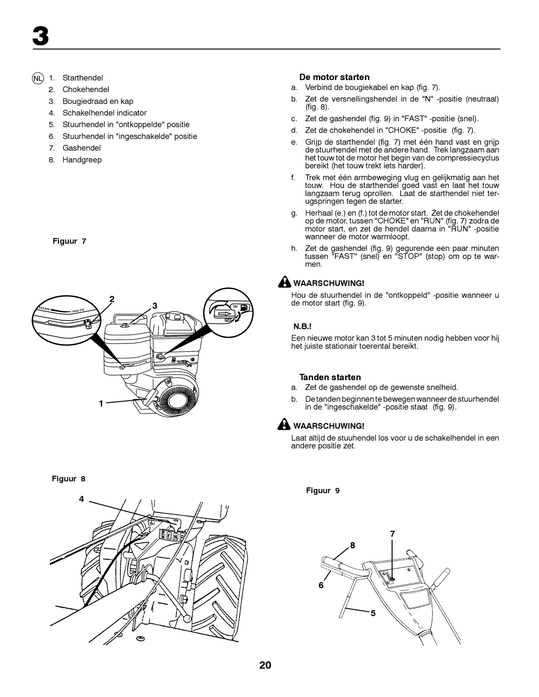 Husqvarna CRT81 instruction manual De motor starten, Tanden starten, Zet de gashendel op de gewenste snelheid 