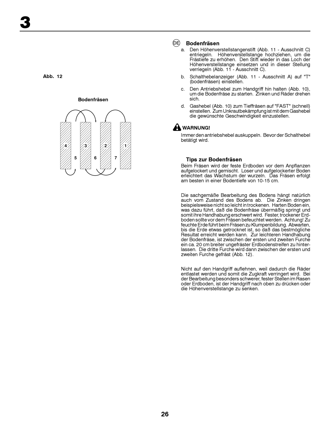 Husqvarna CRT81 instruction manual Tips zur Bodenfräsen, Abb Bodenfräsen 