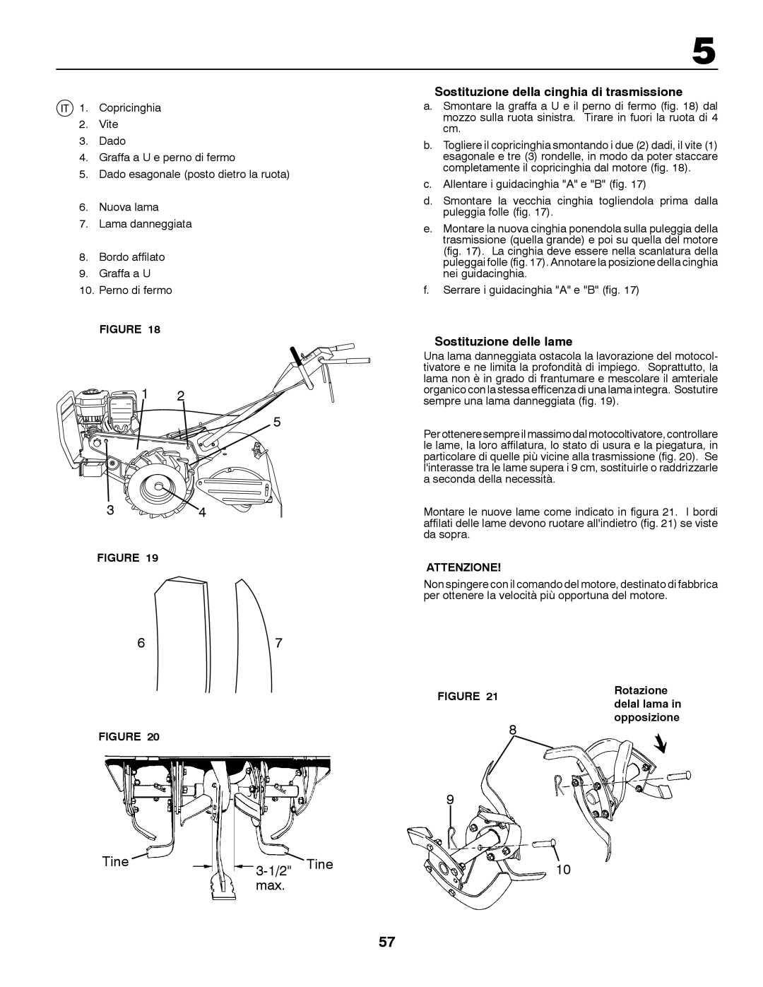 Husqvarna CRT81 Sostituzione della cinghia di trasmissione, Sostituzione delle lame, Rotazione, Delal lama, Opposizione 