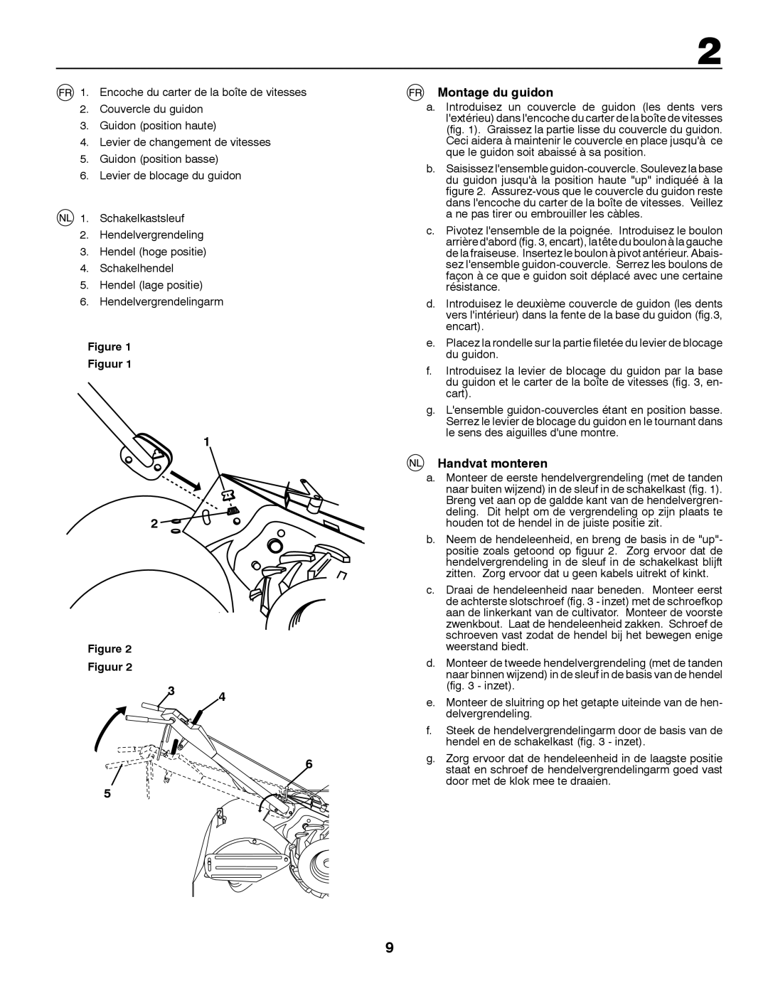 Husqvarna CRT81 instruction manual Montage du guidon, Handvat monteren, Figuur 