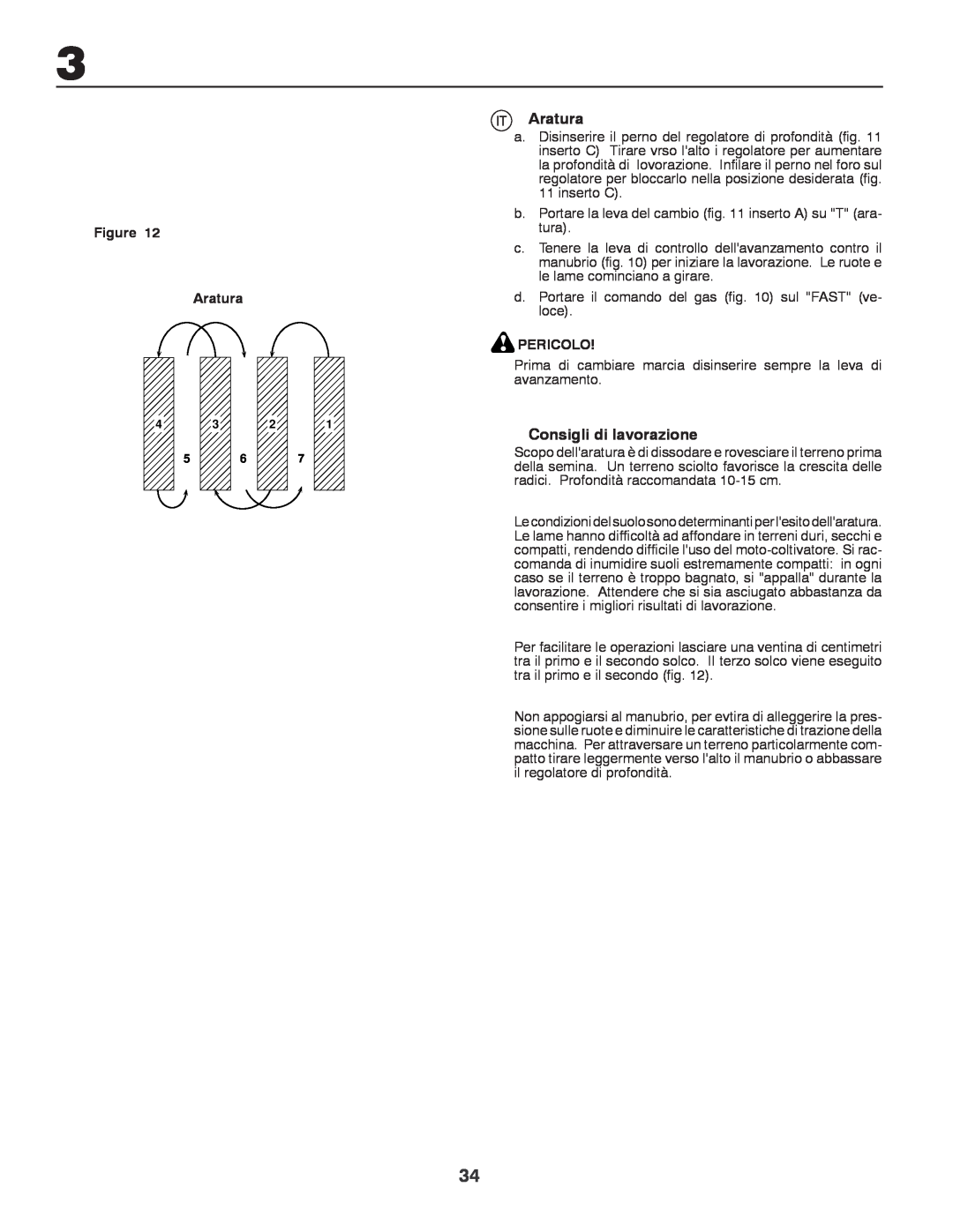Husqvarna CRT81 instruction manual Aratura, Consigli di lavorazione, Pericolo 