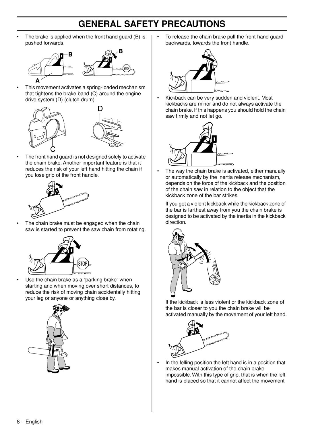 Husqvarna CS 2159WH, CS 2156CWH, CS 2159CWH manual General Safety Precautions 