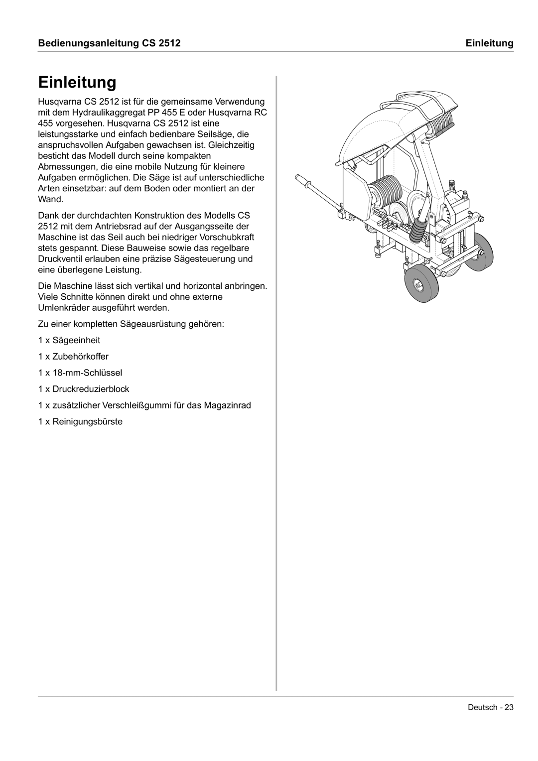 Husqvarna CS 2512 manual Einleitung 