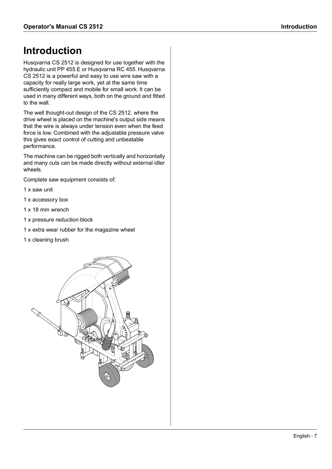 Husqvarna CS 2512 manual Introduction 