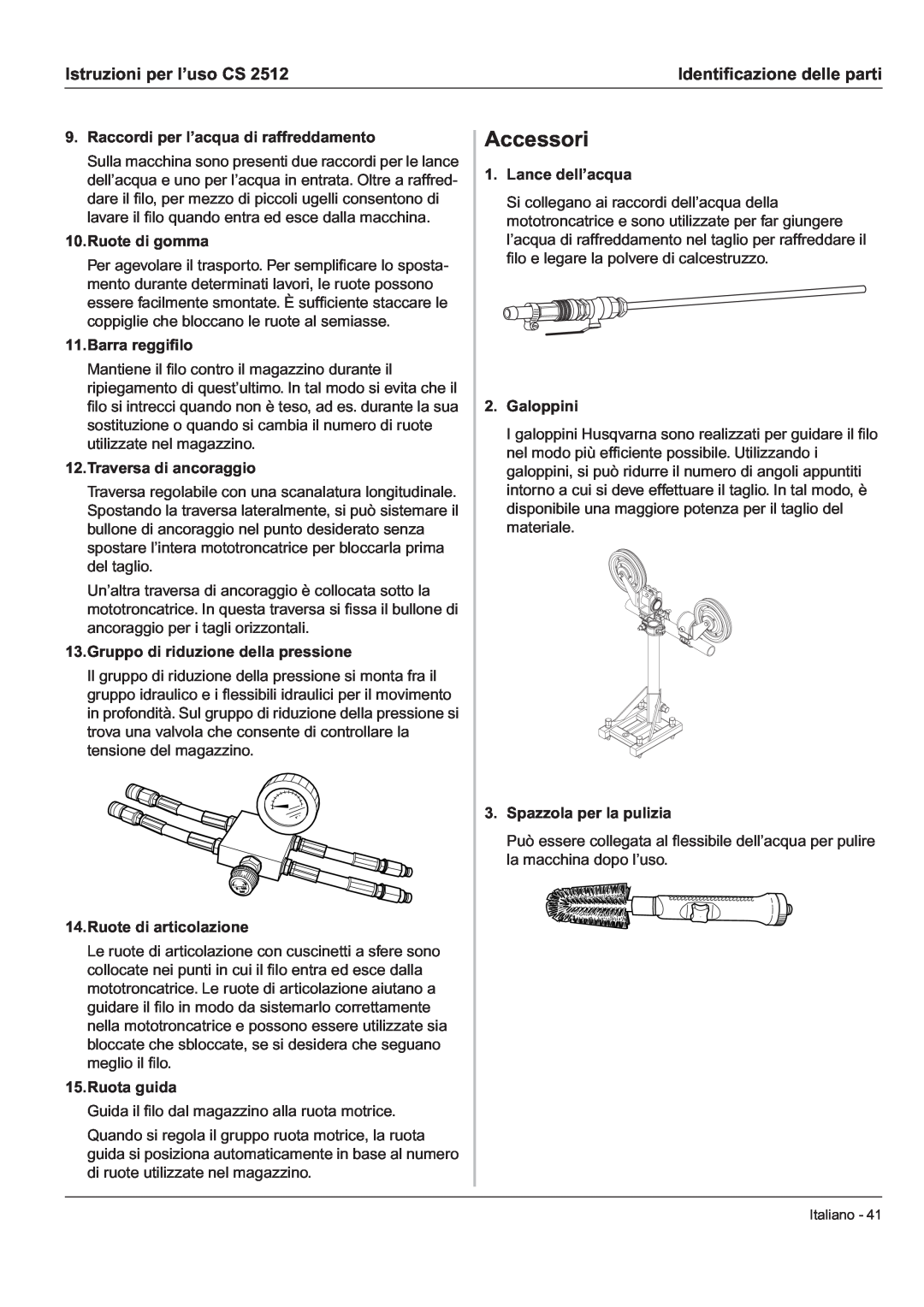 Husqvarna CS 2512 manual Accessori, Istruzioni per l’uso CS 