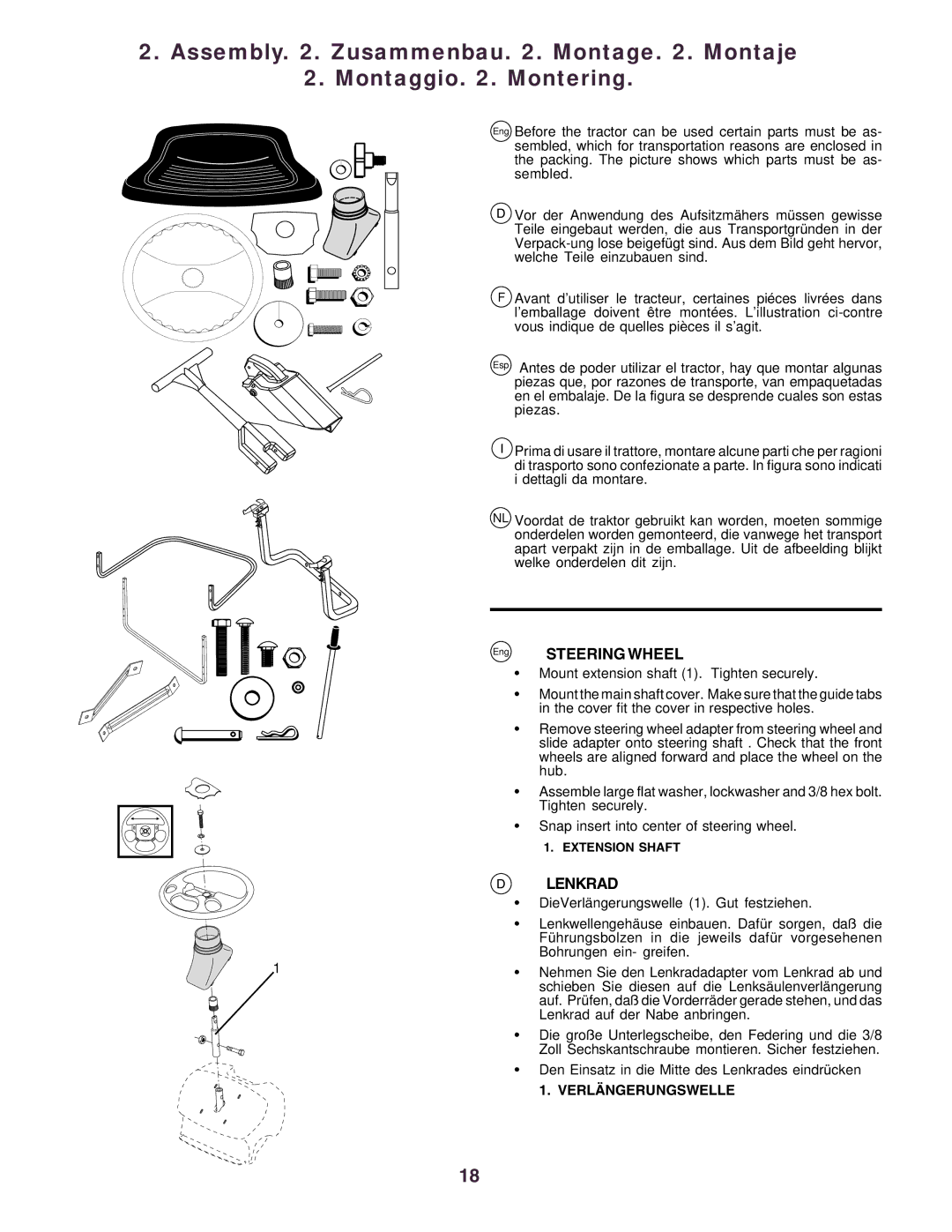 Husqvarna CT130 instruction manual Steering Wheel, Lenkrad 