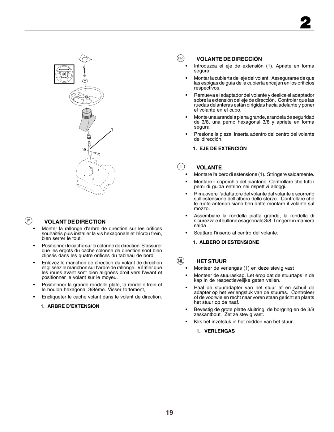 Husqvarna CT130 instruction manual Volant DE Direction, Esp Volante DE Dirección, NL HET Stuur 