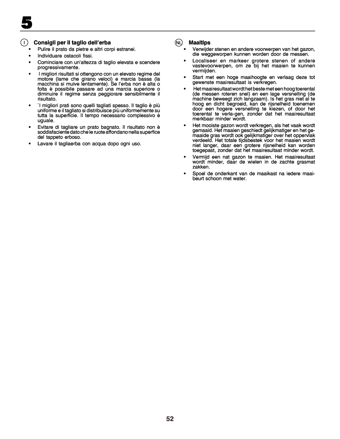 Husqvarna CT130 instruction manual Consigli per il taglio dell’erba, NL Maaitips 