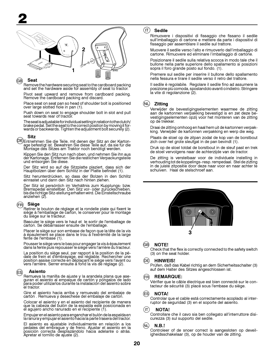 Husqvarna CT131 instruction manual Hinweis, Remarque, Nota 