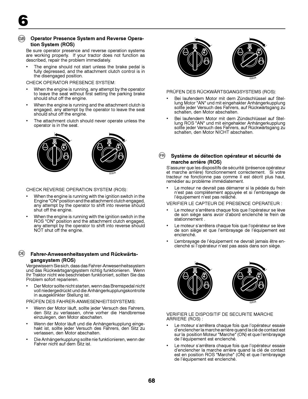 Husqvarna CT131 instruction manual Operator Presence System and Reverse Opera- tion System ROS 