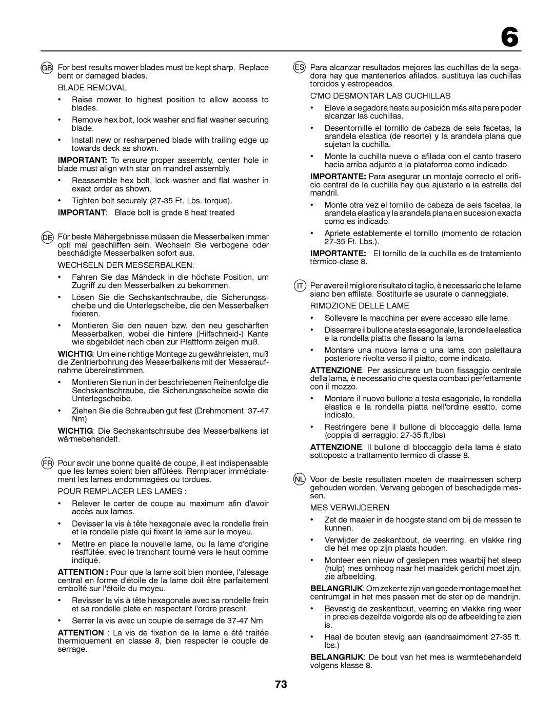 Husqvarna CT131 instruction manual Blade Removal 