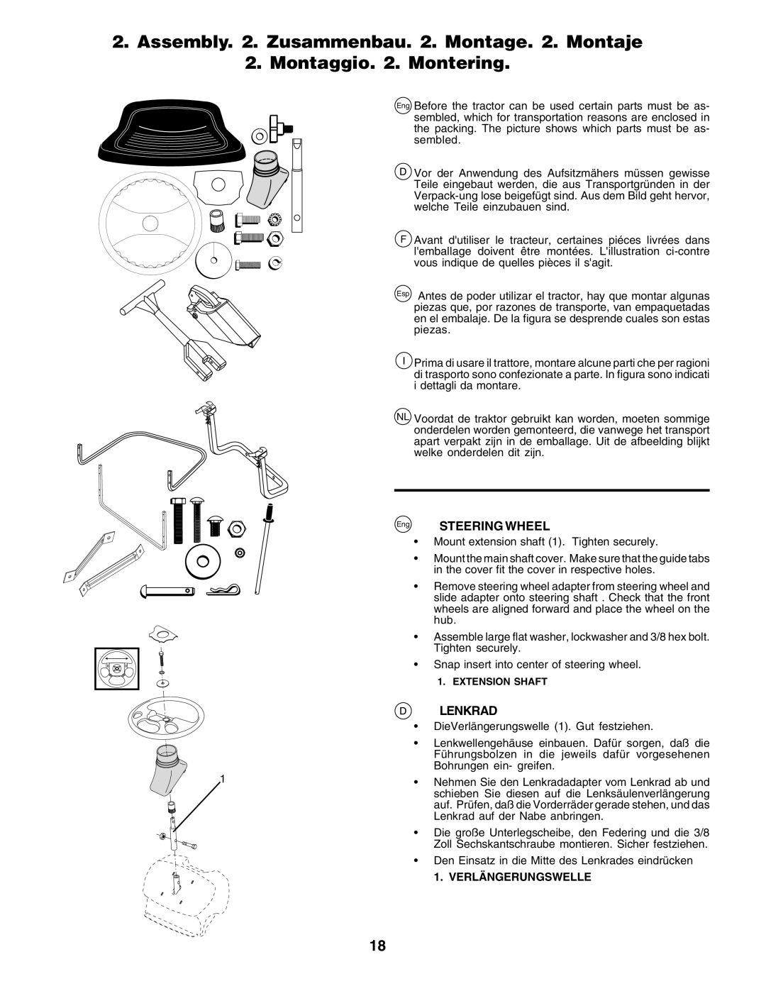 Husqvarna CT135 instruction manual Steering Wheel, Lenkrad 