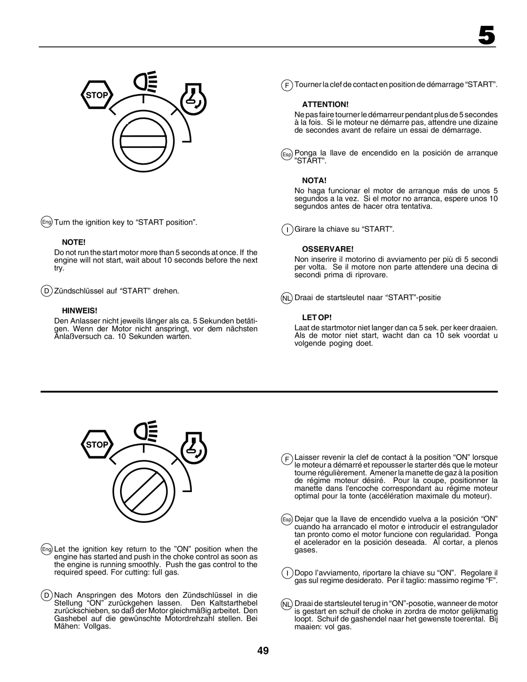 Husqvarna CT135 instruction manual Osservare 