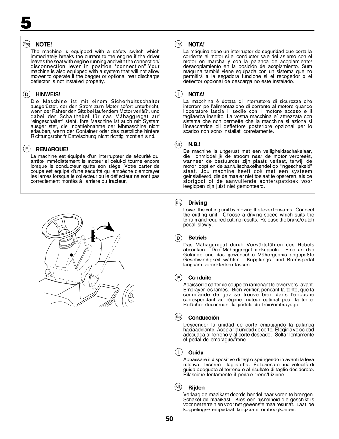 Husqvarna CT135 instruction manual Hinweis Nota 