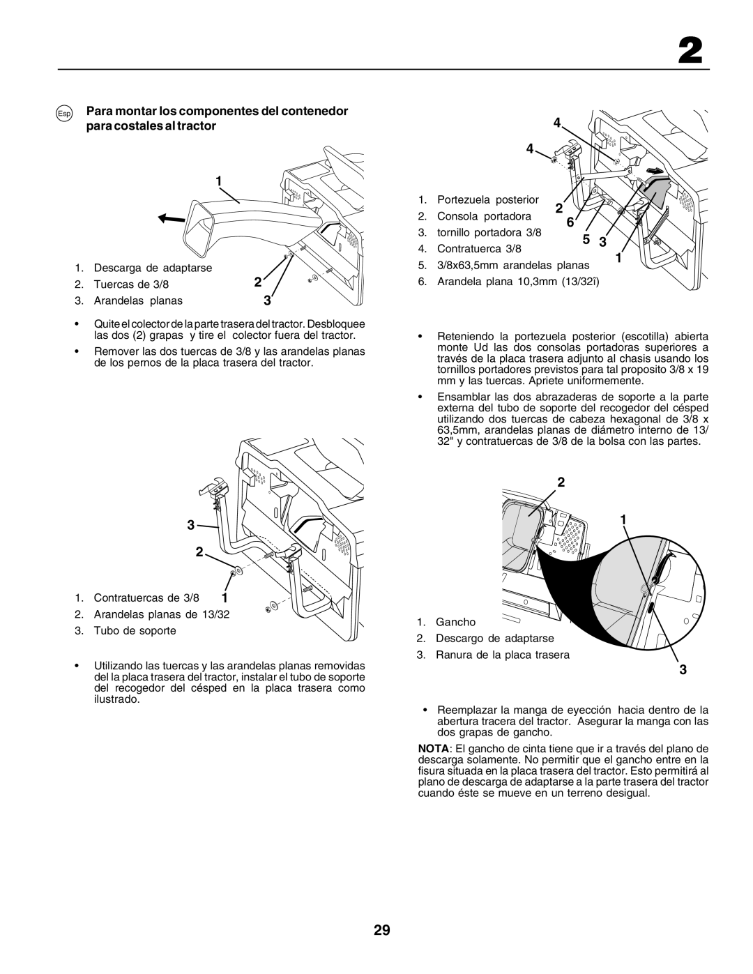 Husqvarna CT135 instruction manual Portezuela posterior 