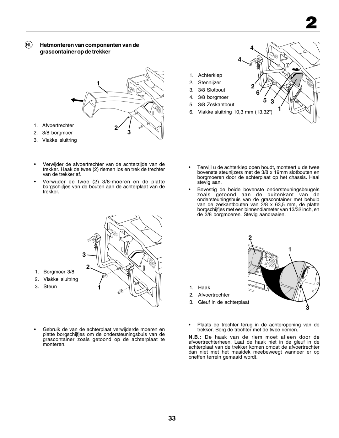 Husqvarna CT135 instruction manual Afvoertrechter 