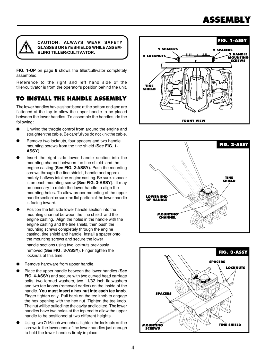 Husqvarna CT16 owner manual To Install the Handle Assembly 