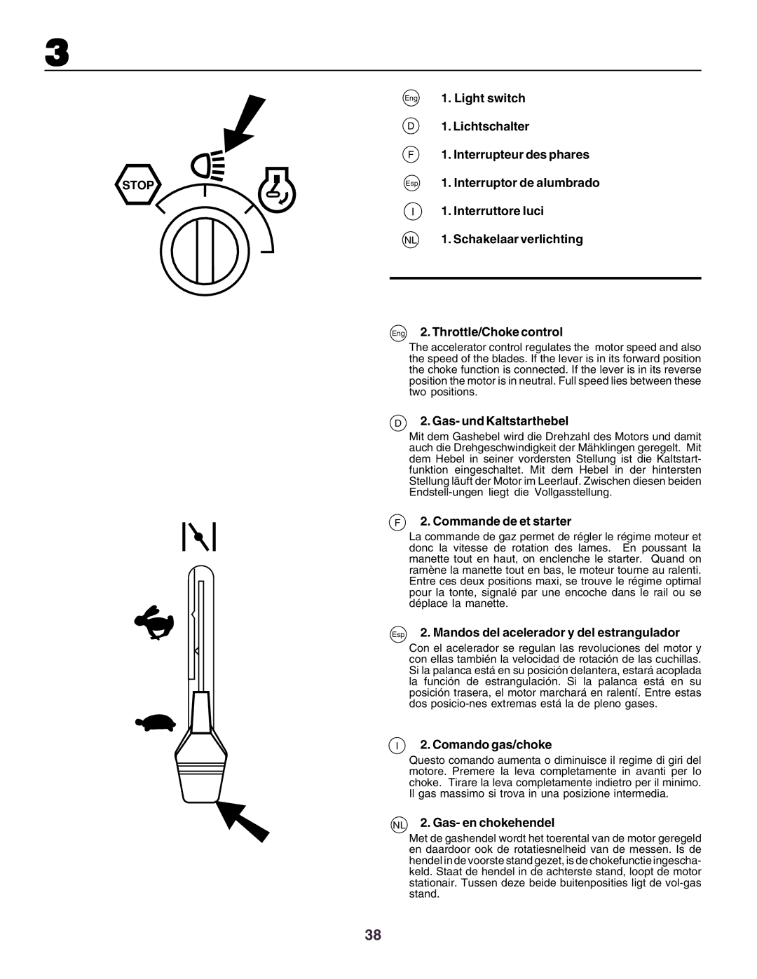 Husqvarna CT160 Light switch, Lichtschalter, Interrupteur des phares, Interruptor de alumbrado, Interruttore luci 