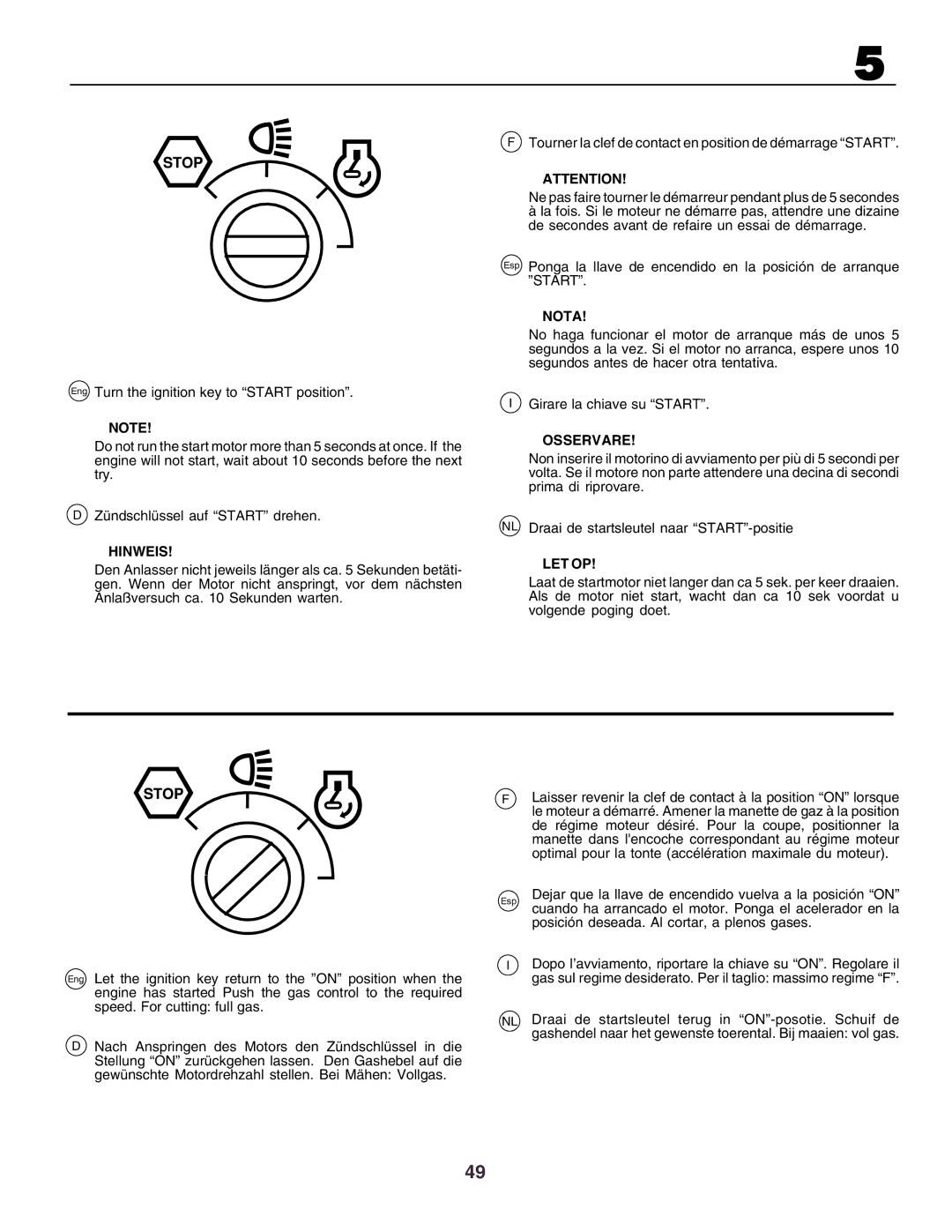 Husqvarna CT160 instruction manual Nota 