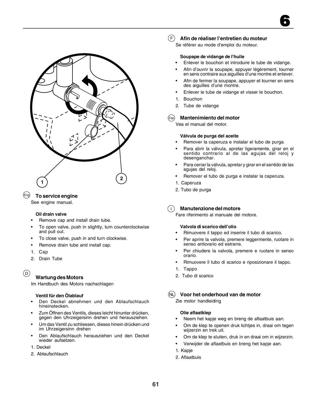 Husqvarna CT160 instruction manual Afin de réaliser l’entretien du moteur, Esp Mantenimiento del motor, Wartung des Motors 