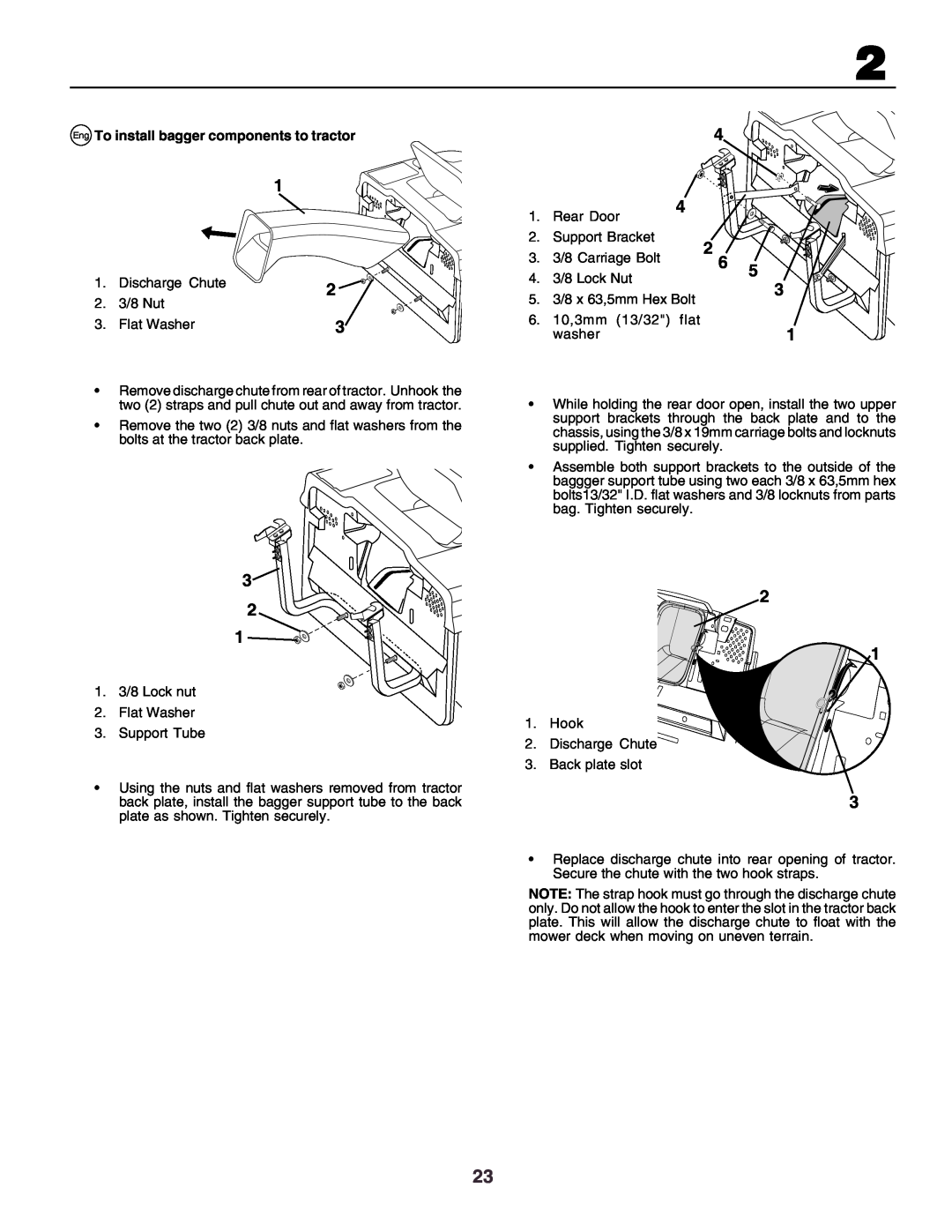 Husqvarna CT160 instruction manual 3 2, Eng To install bagger components to tractor 