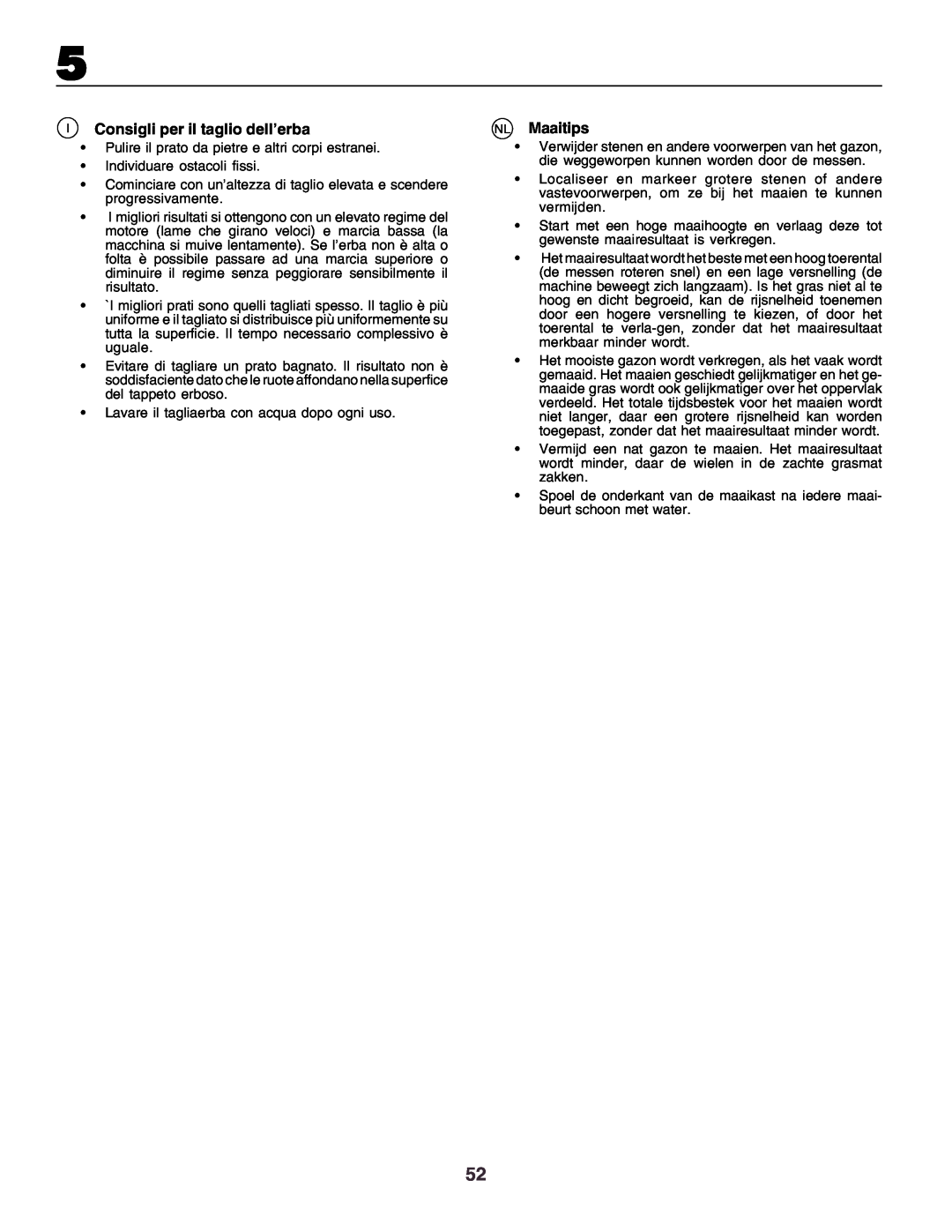 Husqvarna CT160 instruction manual IConsigli per il taglio dell’erba, NL Maaitips 