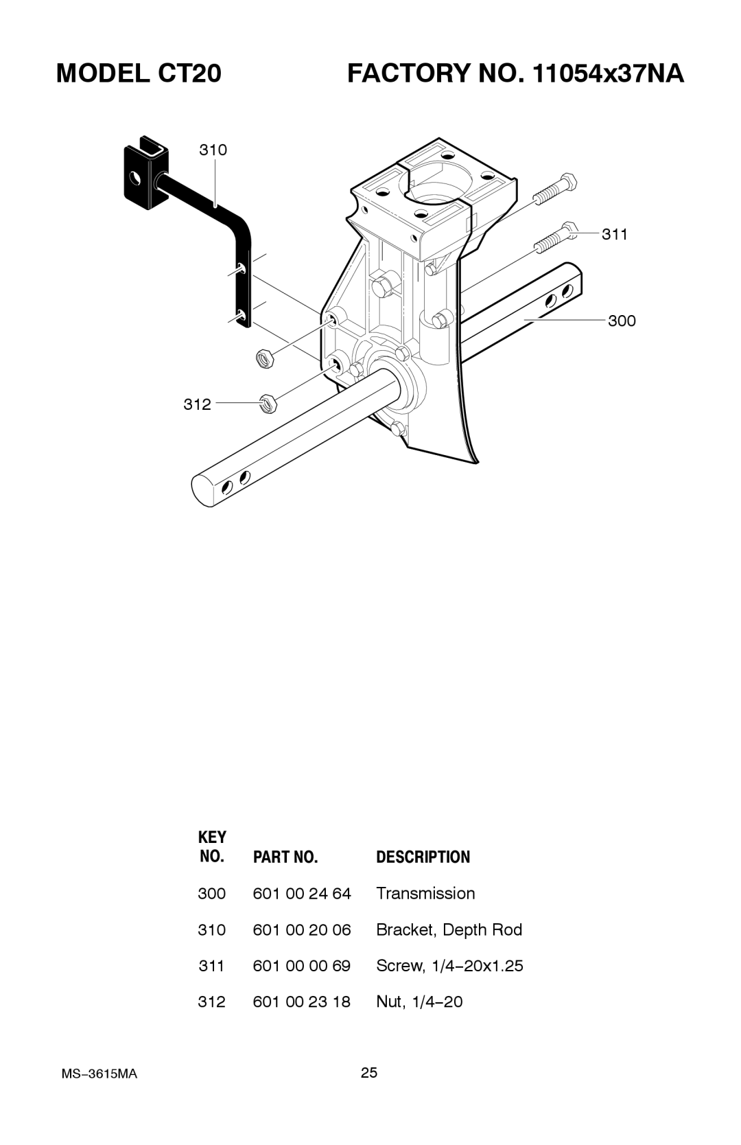 Husqvarna CT20 manual Key 