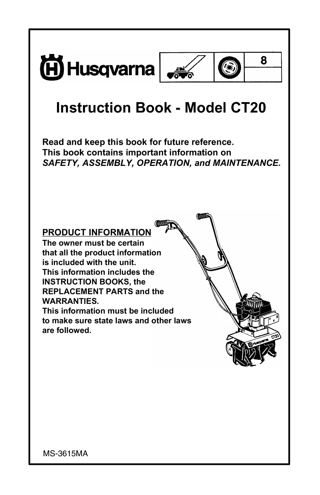 Husqvarna manual Instruction Book - Model CT20, Product Information 